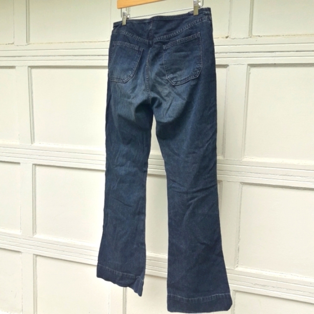 Vintage Bell Bottom Jeans Button Fly VTG 90s Cotton Denim Abercrombie & Fitch 6 - Picture 6 of 13